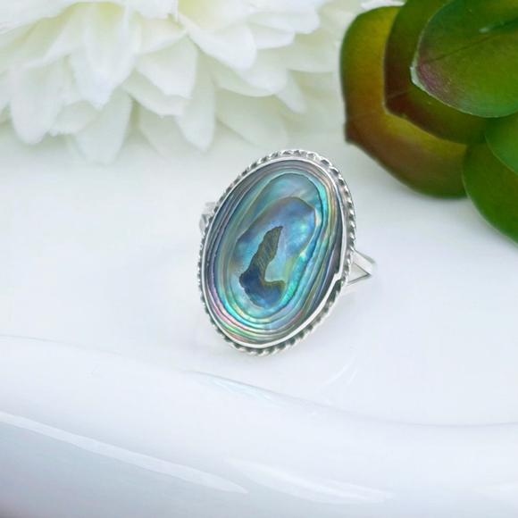 Vintage Sterling Silver 925 Ring Size 6 Abalone Southwest Native American Style - Picture 3 of 9